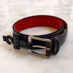 NWT. Express Genuine Leather Brown Belt with Chrome Buckle.